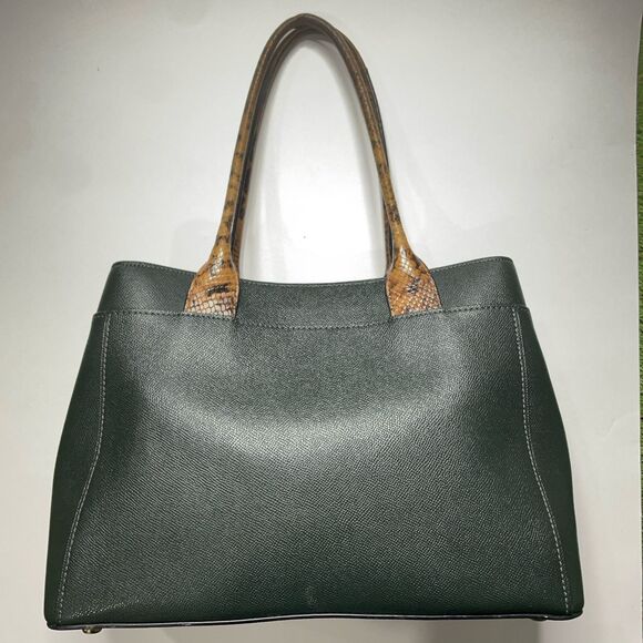 Coach Crossgrain Leather Green Snake Handle Casey Tote Carryall Bag Purse F31474 - Picture 5 of 14